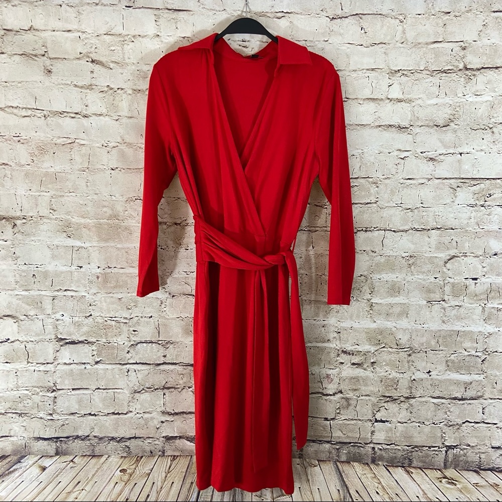 Ann Taylor red V-neck alone dress size 4 - Picture 1 of 9